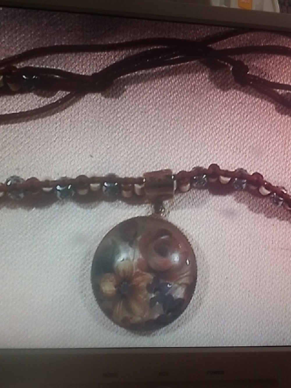 Handcrafted Boho Floral Pendant Choker in Brown